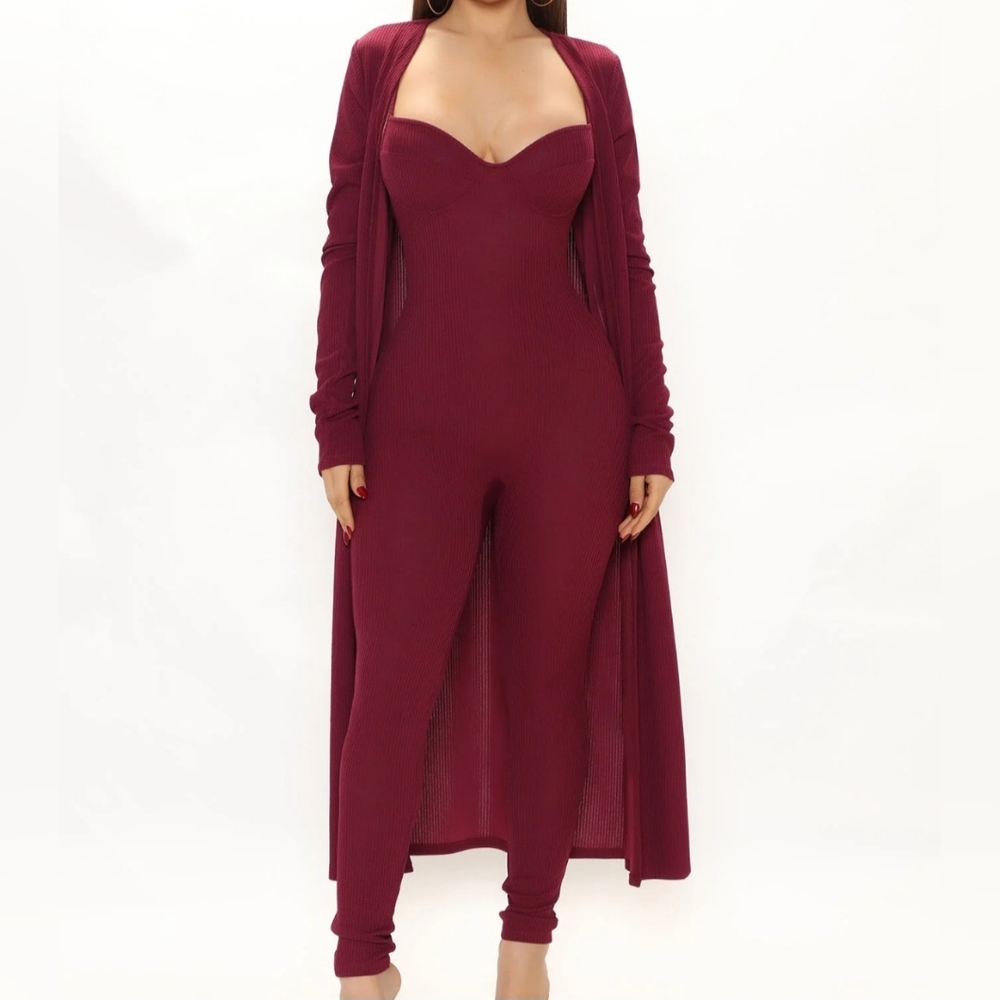 Burgundy jumpsuit set